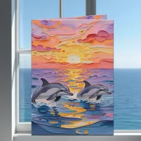 Impasto Dolphins & Ocean Waves | Thinking of You Card