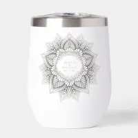 Mandala Lace Wedding Neutrals ID478 Thermal Wine Tumbler