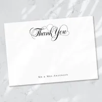 Chic Calligraphy Script Personalized Wedding Thank You Card