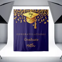 Blue gold cap tassel graduation party 2025 tapestry