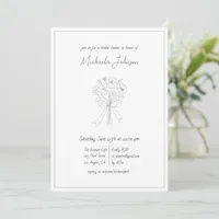 Elegant Minimalist Flower and Bow Bridal Shower  Invitation