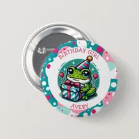 Personalized Birthday Girl | Frog Themed   Button