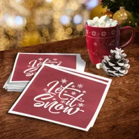 Let It Snow Christmas Typography Red/White ID951  Napkins