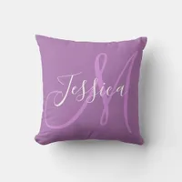 Elegant Lavender and Purple Monogram Throw Pillow