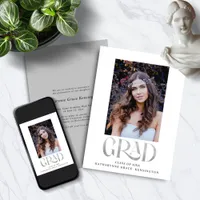 Modern Silver Foil Typography Photo Graduation Announcement