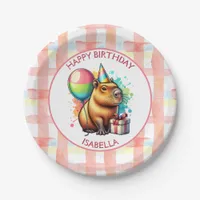 Capybara themed Girl's Birthday Party Paper Plates