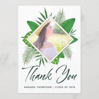 Tropical Watercolor Luau Graduation Thank You Announcement