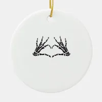 Heart Shaped Skeleton Hands Unique Art Vintage Ceramic Ornament