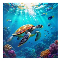 Sea Turtle Vibrant Colorful Underwater Scene Acrylic Print