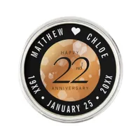 Elegant 22nd Copper Wedding Anniversary Lapel Pin