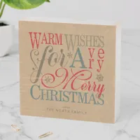 Warm Wishes Kraft & Tartan Red ID589 Wooden Box Sign