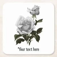 Grimoire White Rose Square Paper Coaster