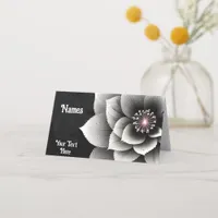 Timeless Elegance: Black & Silver Blossom Wedding  Place Card