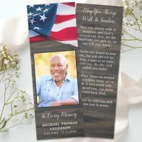 Patriotic Funeral Memorial Prayer Photo Bookmark