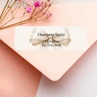 Beige cream bow return address  label