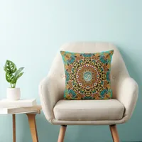 Bohemian Batik Mandala OM Yoga Throw Pillow