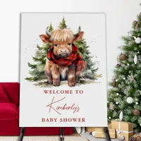Cozy Highland Cow Farm Animals Winter Baby Shower Foam Board