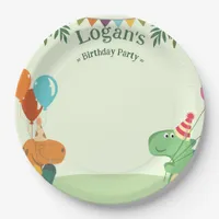 Cute Cartoon Dinosaur Birthday Party Paper Plates