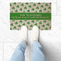 Irish shamrocks pattern personalized cozy  fiber doormat