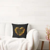 Filigree Goth Gold Heart Throw Pillow