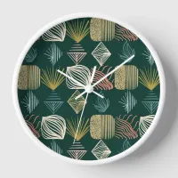 Bold Caribbean Tribal Mudcloth: Boho Teal Clock