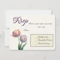 Romantic and Poetic Pastel Tulips Watercolor RSVP Card