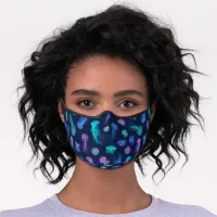 Glowing Jellyfish Dark Blue Ocean Underwater Premium Face Mask