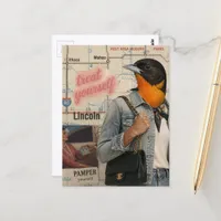 Treat Yourself Bird Collage Postcard