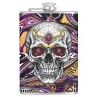 Purple and Black Sugar Skull Halloween  Flask