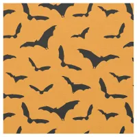 Orange and Black Halloween Bats Patterned Fabric