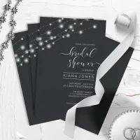 Modern String Lights Bridal Shower B&W ID585 Invitation