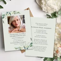 Eucalyptus Funeral Memorial Celebration of Life Invitation