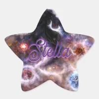 A Captivating Abstract Galactic Nebula Name Star Sticker