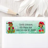 Cute Holiday Christmas Elf and Candy Canes Label