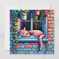 Sleepy Cat in Window Sill Ai Art