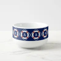 Navy Blue Nautical Lifesaver Monogram Soup Mug