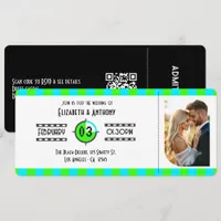 Electric Blue, Neon Green & Black Cinema Ticket Invitation
