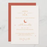 Terracotta Moon & Stars Celestial Wedding Invite