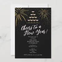 New Years Eve Champagne Tower Dinner Cocktail Bash Invitation