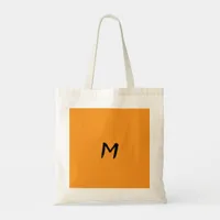 Pumpkin Yellow Autumn Fall Simple Monogrammed Tote Bag