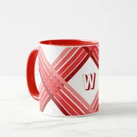 Mug - Shades of Red Stripes with Initial