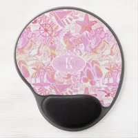  Nautical Beach Collage Hot Pink ID840 Gel Mouse Pad