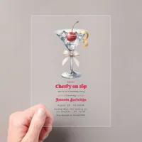 She’s the Cherry on Top Acrylic Martini Birthday Invitations