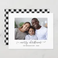 BUDGET Buffalo Plaid Script Merry Christmas Photo