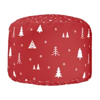 Christmas Trees and Snowflakes Round Pouf