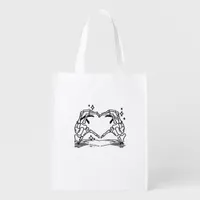 Skeleton Hand Heart Funny Design Grocery Bag