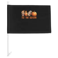 Tis The Season Pumpkin Leaf Latte Fall Thanksgivin Car Flag