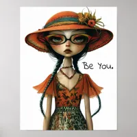 Be You. Whimsical Portrait of a Woman AI Artwork Poster