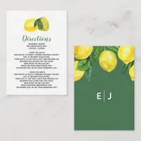 Rustic Watercolor Citrus Lemon Wedding  Enclosure Card