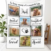 Pet Memorial Dog Remembrance 6 Photo Collage Fleece Blanket